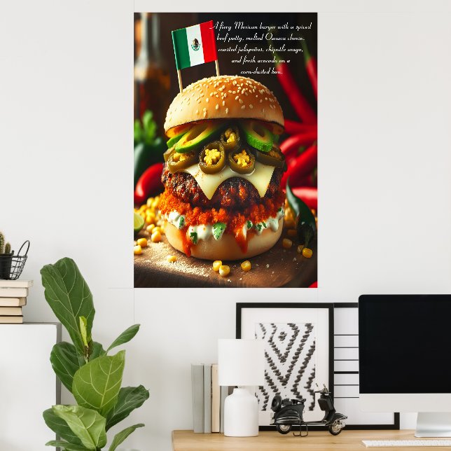 Affiche Burger à vague de chaleur Oaxaca 24x36 (Bureau à domicile)
