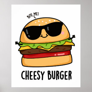 Affiche Burger au fromage blagues drôles sur la nourriture