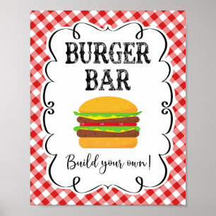 Affiche Burger Bar Rouge En vichy Je fais BBQ