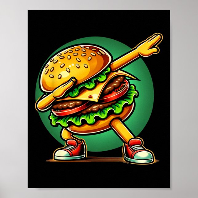 Affiche Burger Dabbing Danser Funny Burger Hamburger Nourr (Devant)