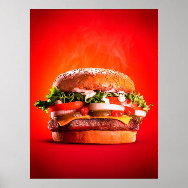 Affiche Burger délicieux au fromage à vapeur (Devant)