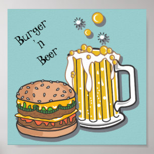 Affiche Burger et bière