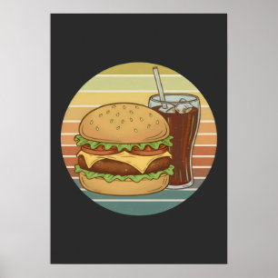 Affiche Burger et cola rétro.