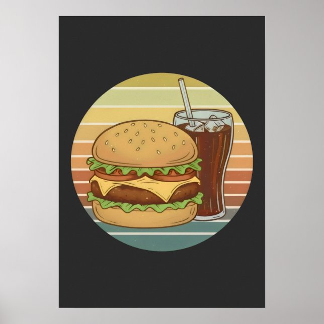 Affiche Burger et cola rétro. (Devant)