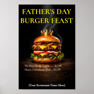 Affiche Burger King aquarelle Fête des Pères Restaurant