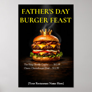 Affiche Burger King aquarelle Fête des Pères Restaurant