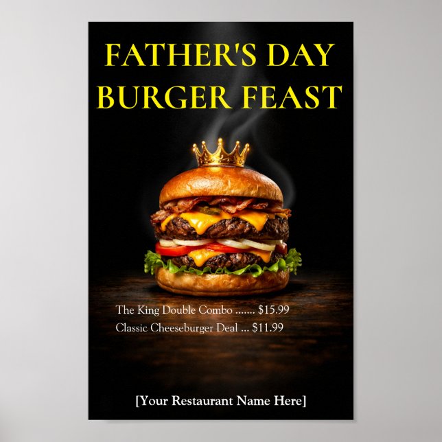 Affiche Burger King aquarelle Fête des Pères Restaurant  (Devant)
