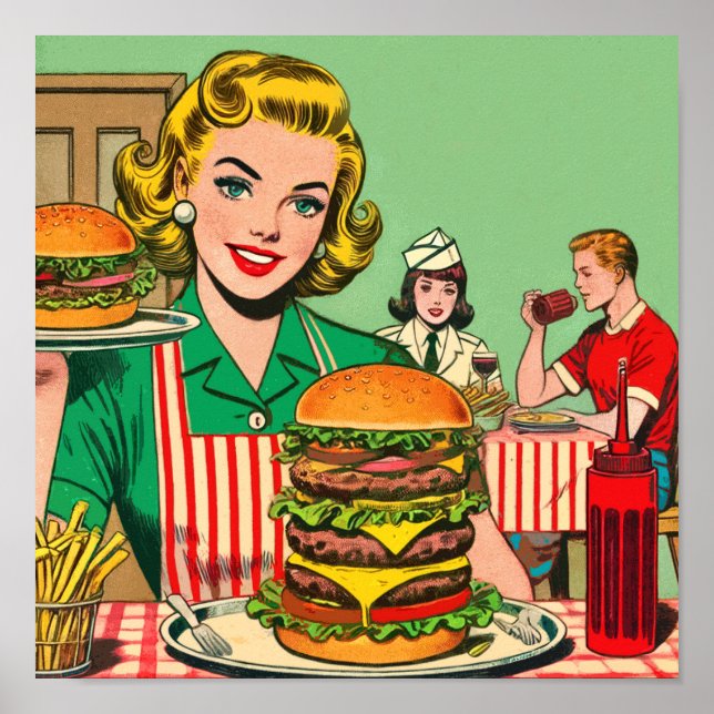 Affiche Burger Retro (Devant)