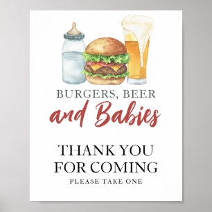 Affiche Burgers & Beers Baby shower Merci d'être venu