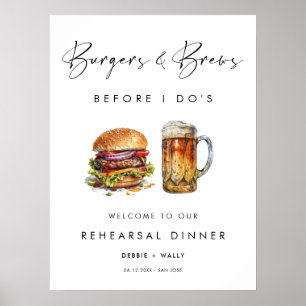 Affiche Burgers et brasses avant le dîner de répétition de