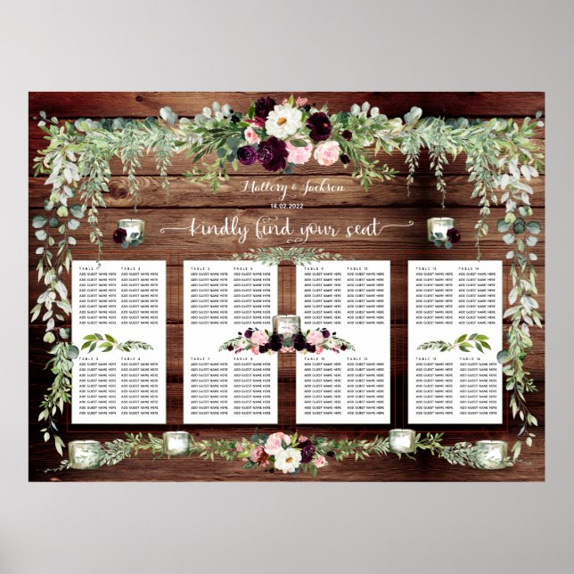 Affiche Burgundy Blush Greenery Garland 160 Siège (Devant)