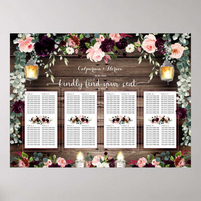 Affiche Burgundy Blush Pink 160 Guest - Plat de luxe (Devant)