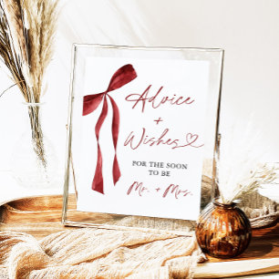 Affiche Burgundy Bow Fête des mariées Conseils & Voeux
