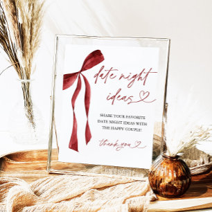 Affiche Burgundy Bow Fête des mariées Date Idées de nuit