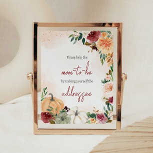 Affiche Burgundy Fall Floral Citrouille Enveloppe Station