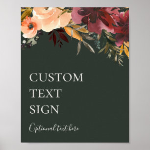 Affiche Burgundy Floral   Green Cards and Gifts Custom