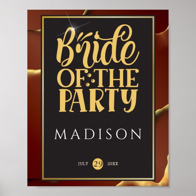 Affiche 🤵 Burgundy Gold Elegant Inky Mariage Abstrait (Devant)