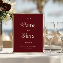 Affiche Burgundy & Ivory Old Money Cards and Gifts Sign