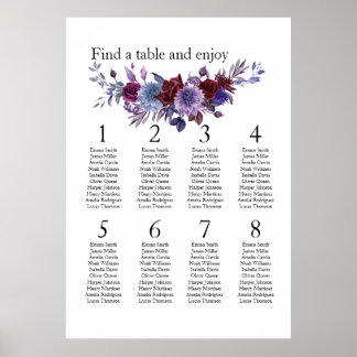 Affiche Burgundy Lavender Dusty Blue Minimalist Floral