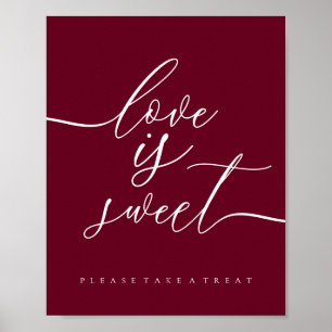 Affiche Burgundy Love is Sweet Take Treat Dessert