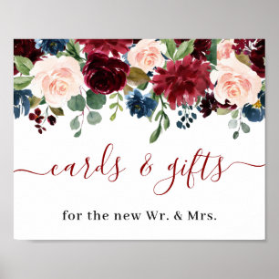 Affiche Burgundy Navy Blue Blush Cartes et Cadeaux Mariage