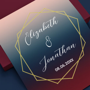 Affiche Burgundy Navy Blush Ombre Mariage géométrique