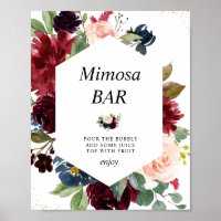 burgundy & navy bridal shower mimosa bar sign
