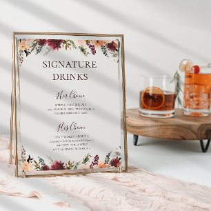 Affiche Burgundy Orange Floral   Beige Signature Drinks