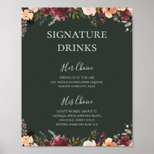 Affiche Burgundy Orange Floral   Green Signature Drinks
