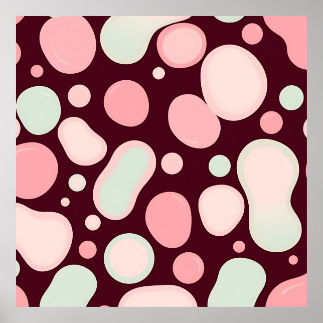 Affiche Burgundy Pink Mint Organic Blob Pattern Abstract (Devant)