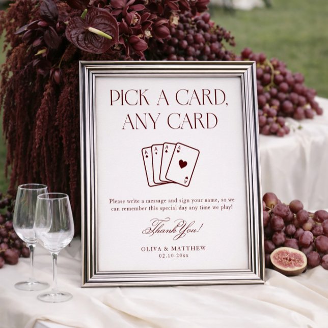 Affiche Burgundy Playing Card Guest Book Wedding  (Créateur téléchargé)