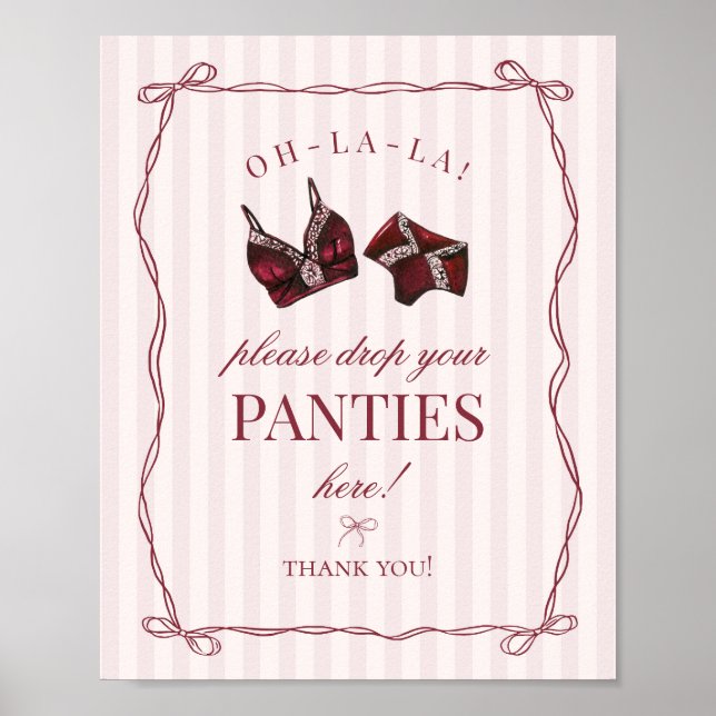 Affiche Burgundy Red Bachelorette Panties Please Sign (Devant)