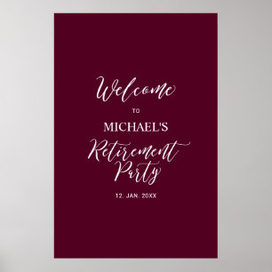 Affiche Burgundy Red   Bienvenue à une fête de retraite mi