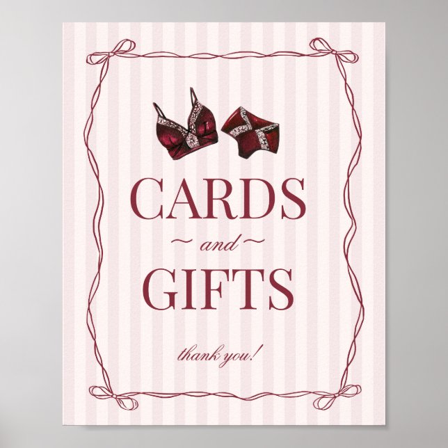 Affiche Burgundy Red Lingerie Bachelorette Cards & Gifts (Devant)