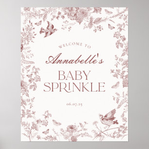 Affiche Burgundy Toile Floral Baby SprinkAffiche de bienve