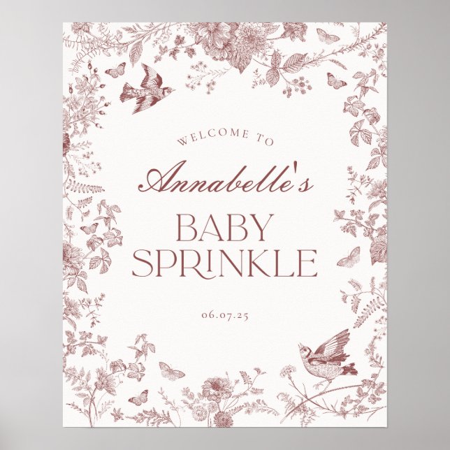 Affiche Burgundy Toile Floral Baby SprinkAffiche de bienve (Devant)