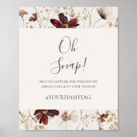 Burgundy Wildflower | Beige Oh Snap Hashtag Sign