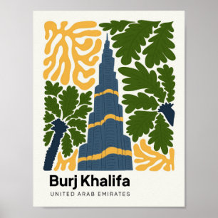 Affiche Burj Khalifa Dubai Émirats arabes unis abstrait vo