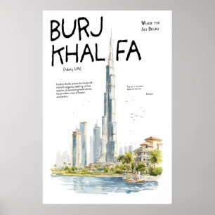 Affiche Burj Khalifa Dubaï Émirats arabes unis Sky