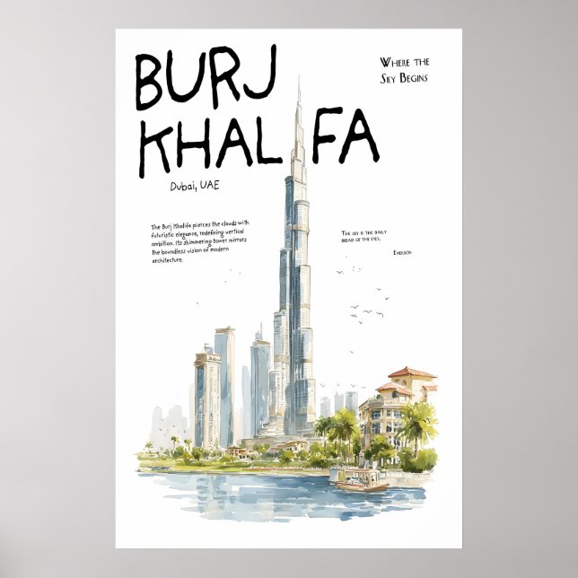 Affiche Burj Khalifa Dubaï Émirats arabes unis Sky (Devant)