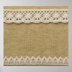 Affiche Burlap, dentelle texture tissu.