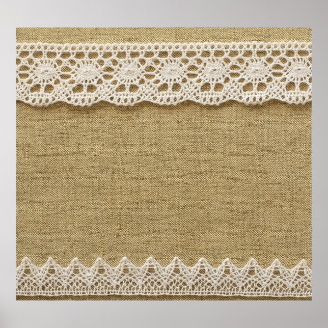Affiche Burlap, dentelle texture tissu. (Devant)