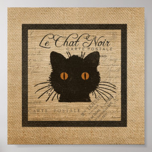 Affiche Burlap Le Conversation Noir French Le chat noir