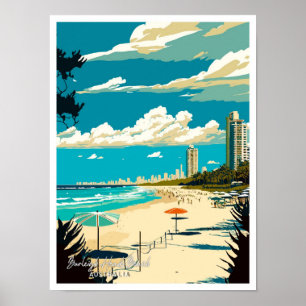 Affiche Burleigh Heads Beach Australie Illustration de voy