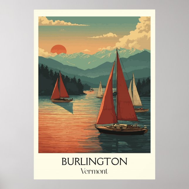 Affiche Burlington Vermont Lac Champlain (Devant)