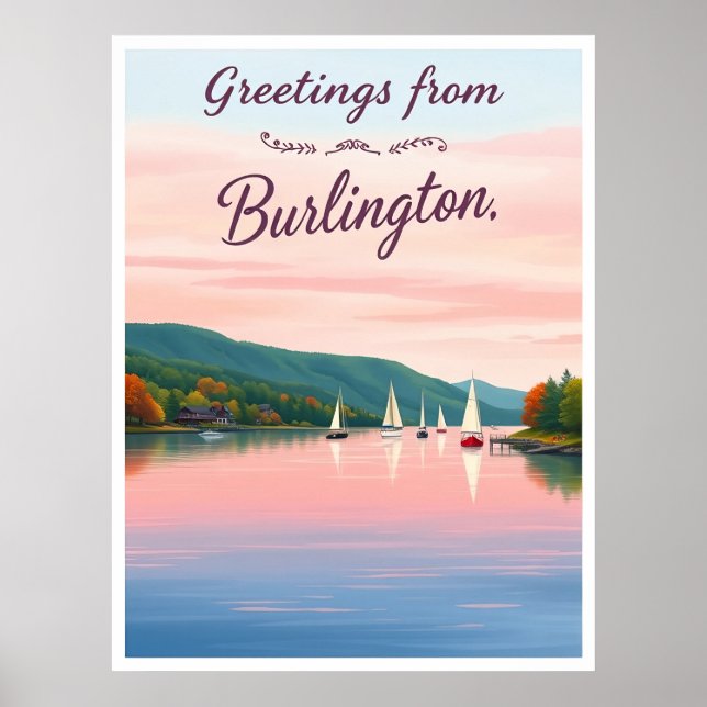 Affiche Burlington, Vermont – Lake Champlain (Devant)