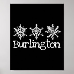 Affiche Burlington Vermont Snowflakes Ski Skier Rus