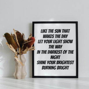 Affiche Burn Bright inspiré poème mini