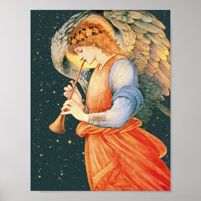 Affiche Burne-Jones Angel jouant à flageolet Cardstock (Devant)