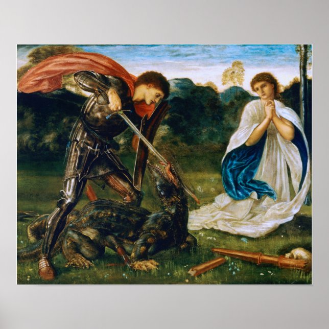 Affiche Burne-Jones - Combattre St George tue Dragon (Devant)